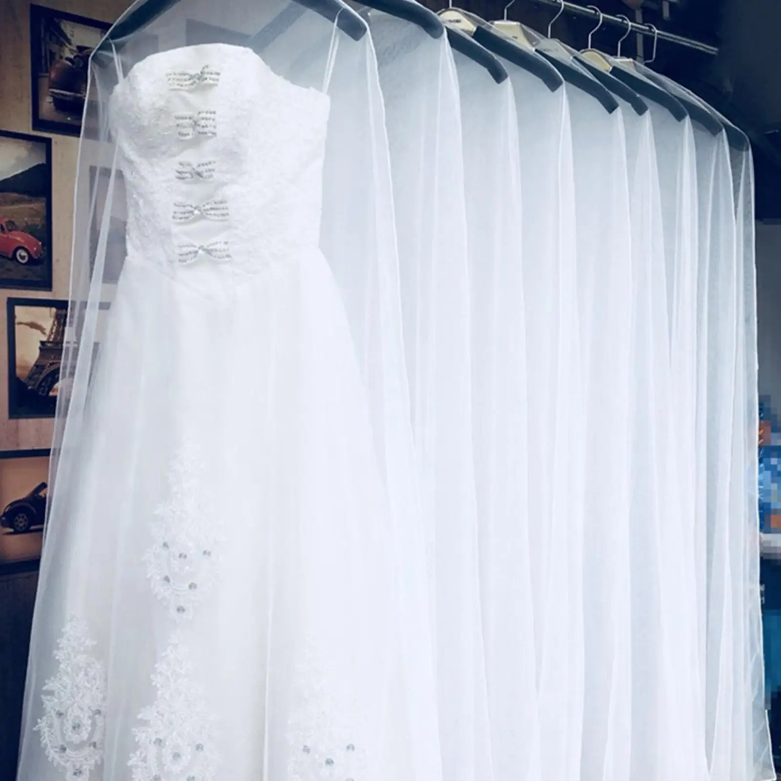 의류 메쉬 커버 웨딩 들러리 드레스 먼지 커버 가정용 옷장 보관 가방 옷걸이용 먼지 방지