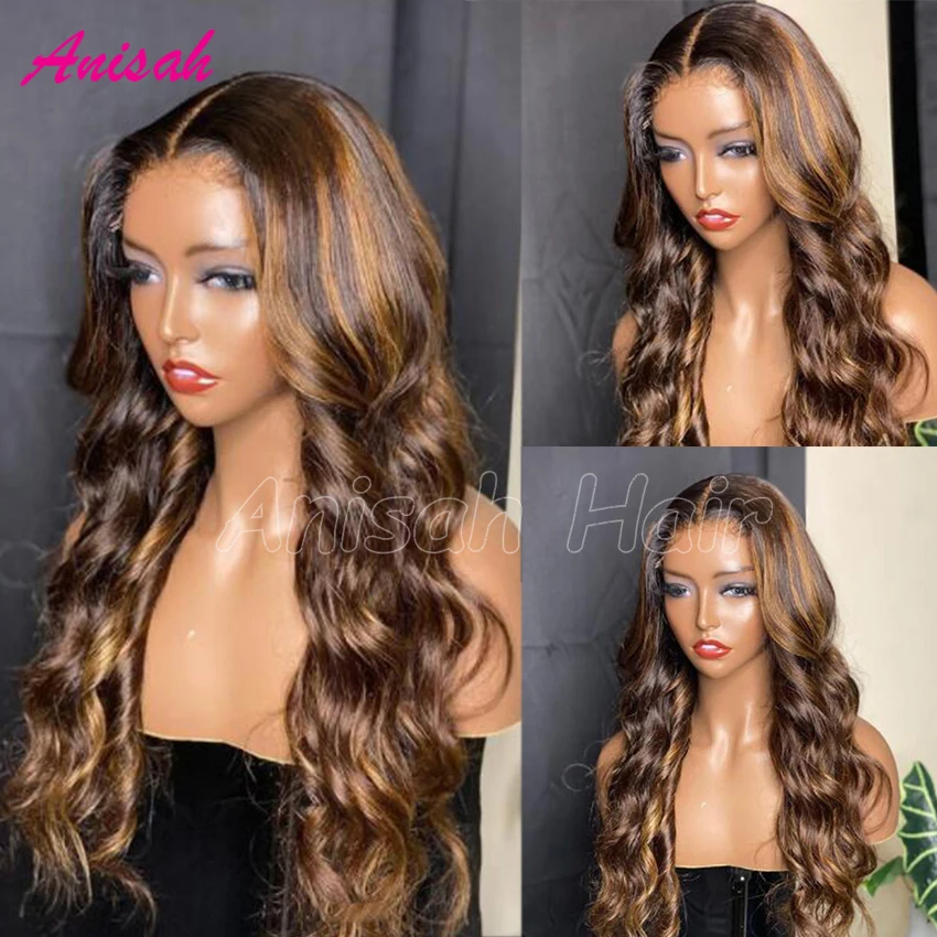 

Ombre Human Hair Lace Front Wigs for Women 13x4 13x6 HD Transparent Lace Frontal Wigs Body Wave Highlight Wig Human Hair