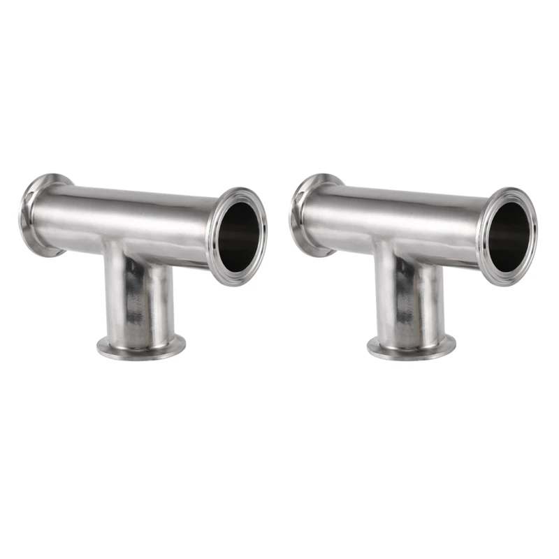 

2 Pcs 1.5Inch 38Mm Sanitary Tri Clamp 3 Way Tee 304 Stainless Steel Sanitary Ferrule Tee Connector Pipe Fitting