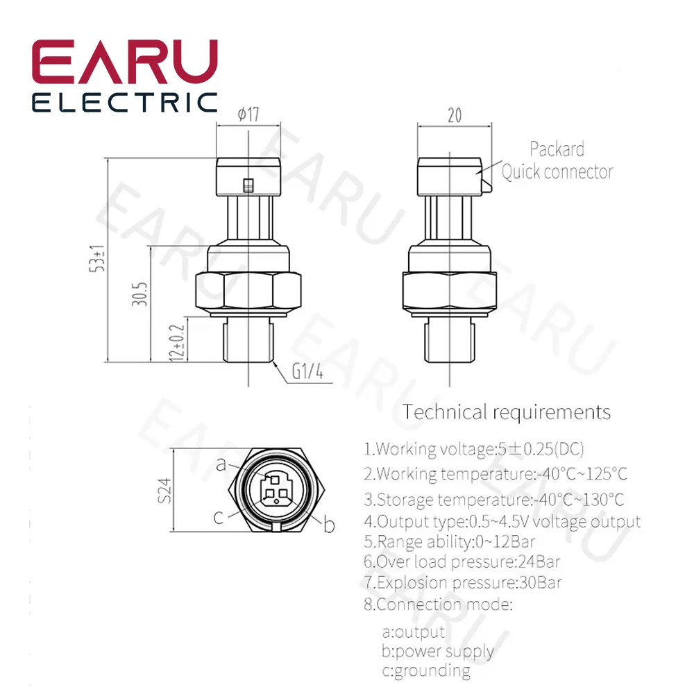 Roestvrijstalen Druksensor Druktransmitter G1/4 5V Uitgang 0-5V... Roestvrijstalen Druksensor G1/4 5V Uitgang 05-45V/0-5V... Druksensor Roestvrijstalen G1/4 5V Uitgang 05-45V/0-5V