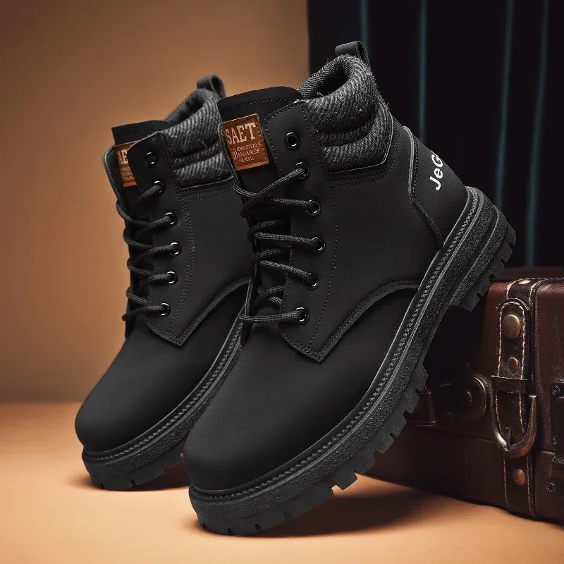 

Men High-top Boots Quality Suede Leather Men Boots Warm Winter Ankle Men 2023 New Outdoor Winter Work Shoes Walking Boots