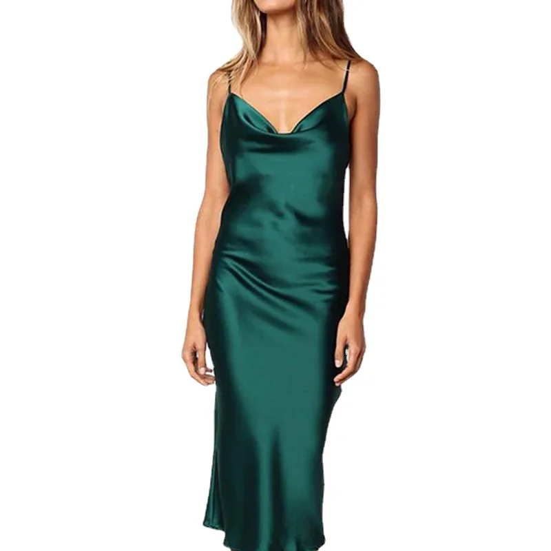 

Party Club Satin Sexy Dress Women Summer 2024Elegant Floral Dress Woman Solid Evening Sling Backless Dresses