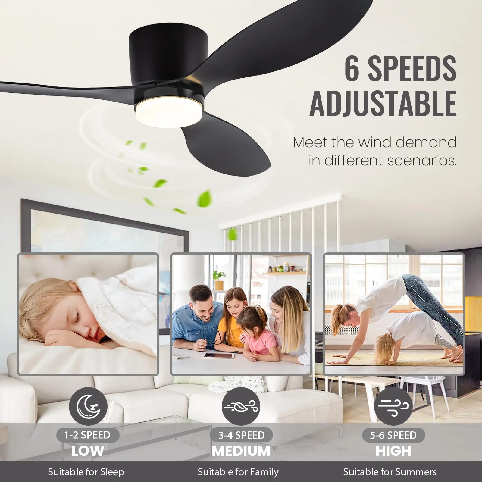 Modern LED Ceiling Fan Light Room decoration Low Floor Decorative Light Energy-saving Light With Fan In Bedroom And Home 2