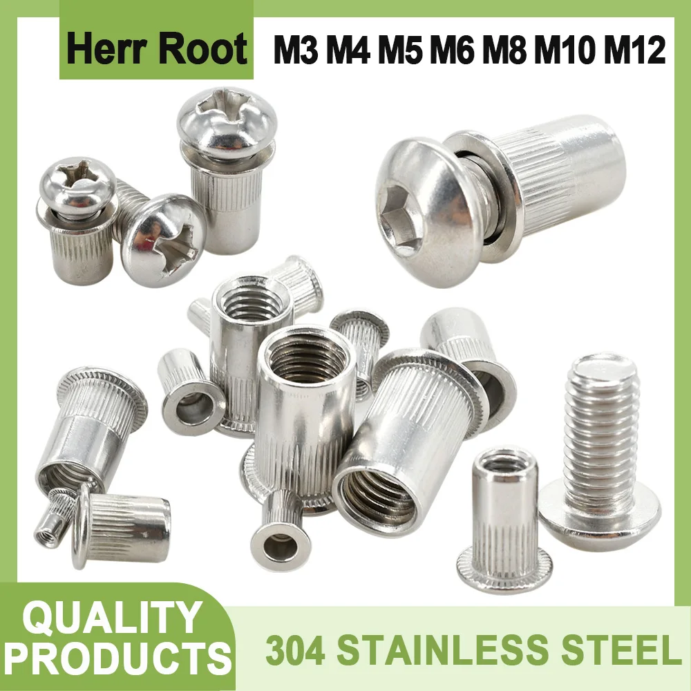 

M3 M4 M5 M6 M8 M10 M12 304 Stainless Steel Hex Allen Bolts Screws Rivetnut Nuts Insert Kit Threaded Rivet Nut Screw Bolt Set