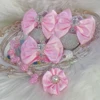 Handmade Bow Rhinestones Baby Girl Kids Shoes Hairband Pacifier Clip Comb First Walker Sparkle Bling Crystals Shower Gift 5
