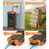 Fast Charging Mobile Power Bank, Wireless Charger, Solar Portable Charger, Dual Flashlight, 36000mAh, 15W 5