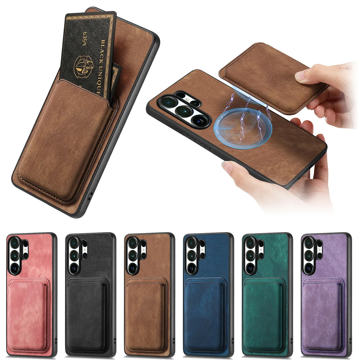 Premium Detachable Magnetic Card Holder Wallet Phone Case Cover