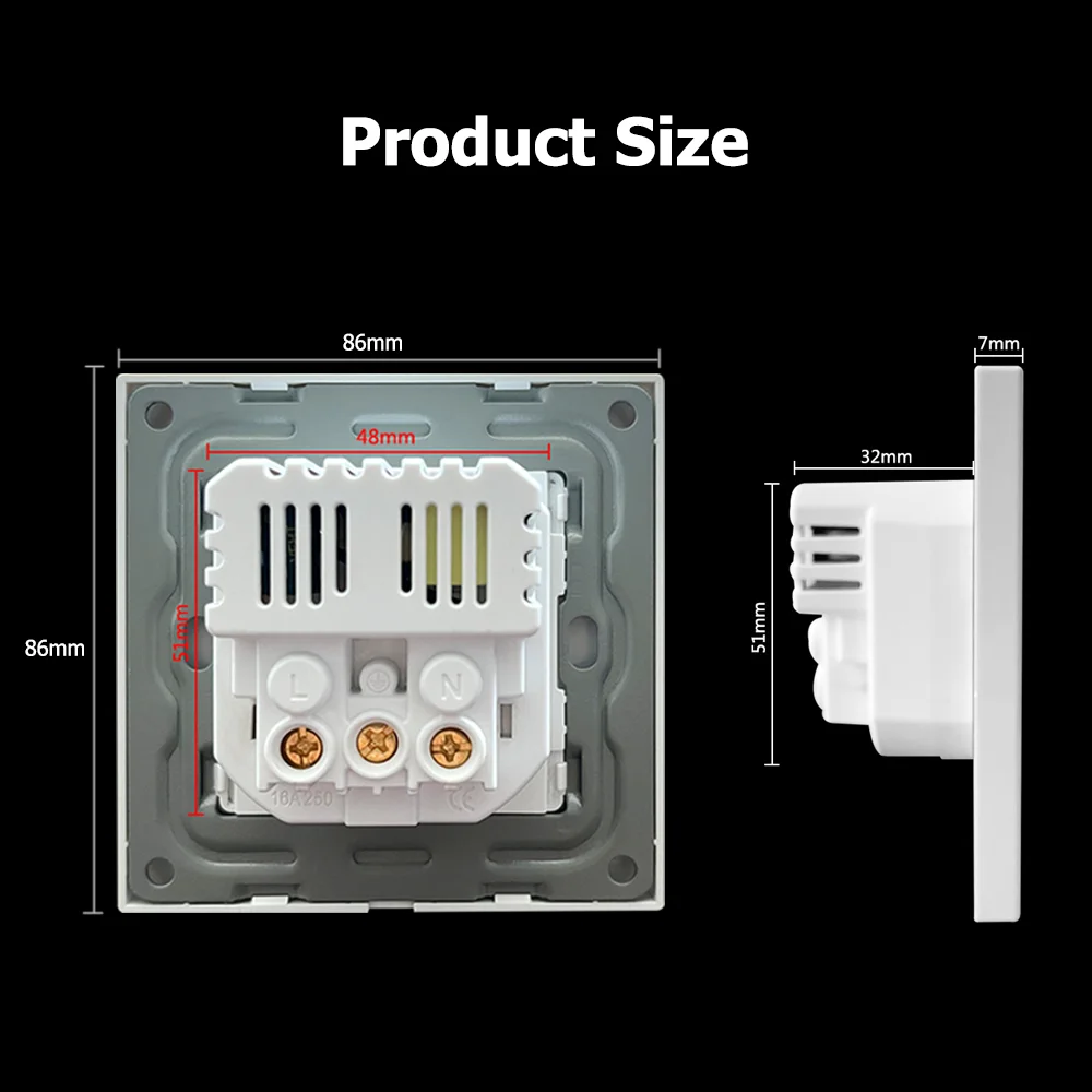 EIOMR – prise de courant ue avec chargement de Type C pour la maison, 5V, 2a, Port de charge Intelligent, panneau PC 86x86mm, prise murale USB, sortie 16A