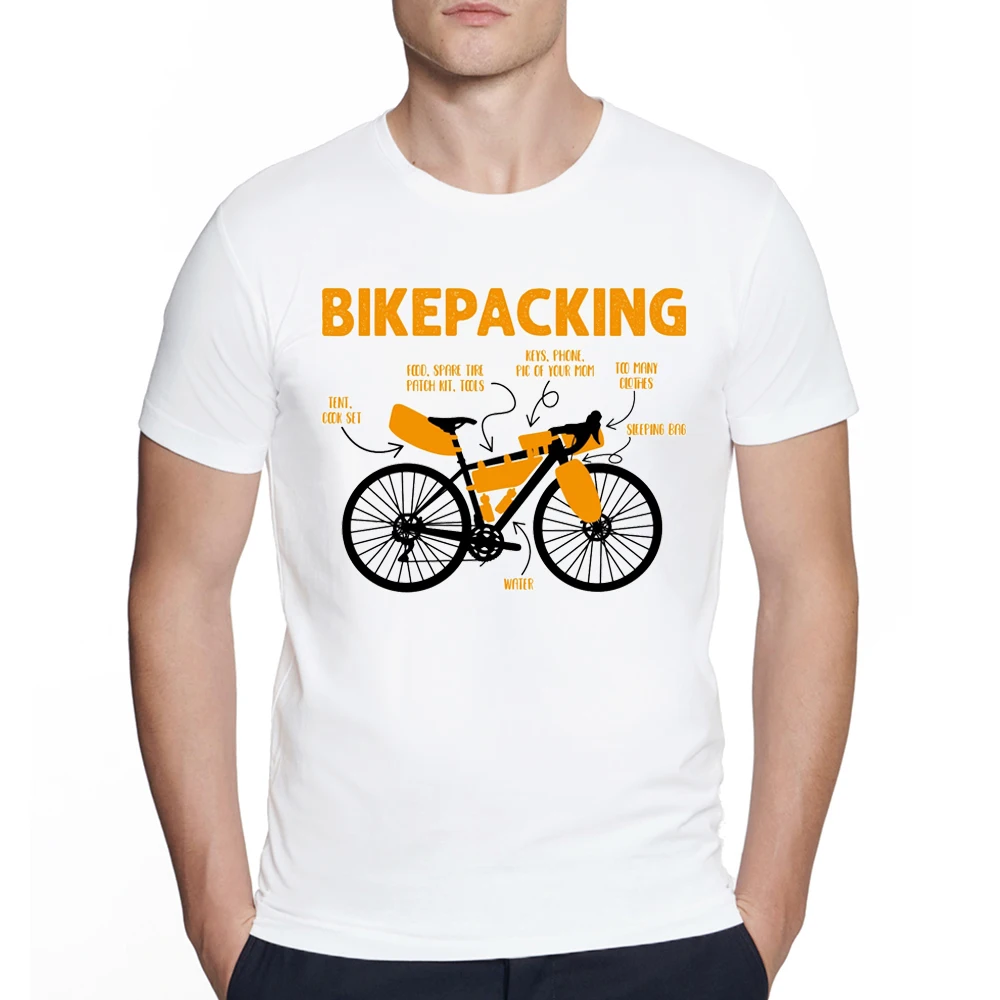 Bikepacking Funny Bicycle Tour Gravel Anatomy T-Shirt Summer Men
