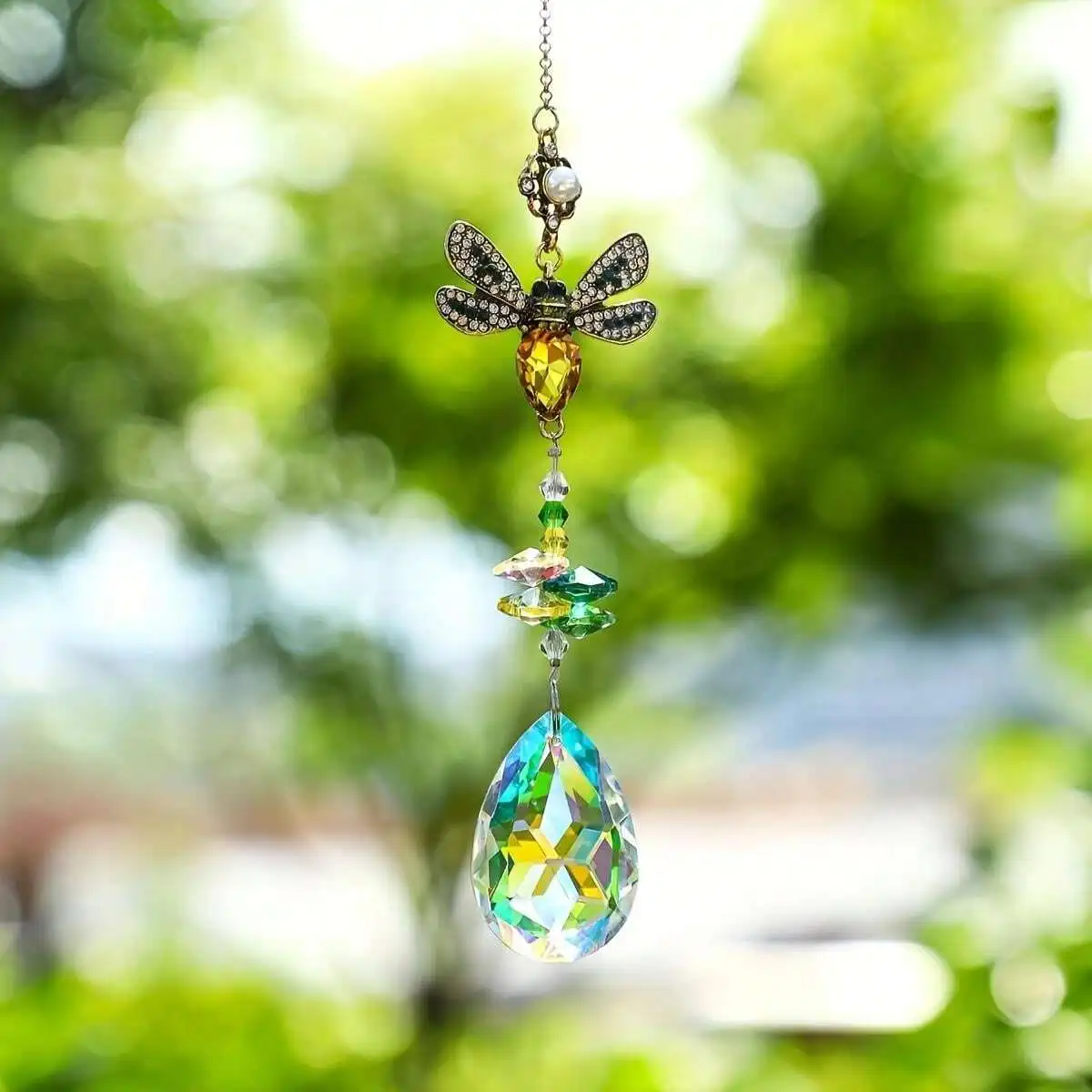1pc Colored diamond Butterfly Bee hummingbird decoration prisms, Windows, walls, family wedding pendants