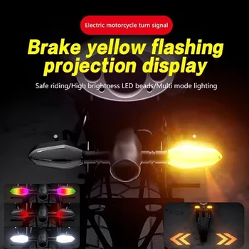 Lampada per indicatori di direzione a LED per moto da 2 pezzi con lampade di proiezione a freccia 27 modalità di illuminazione Luce di svolta ambientale colorata impermeabile