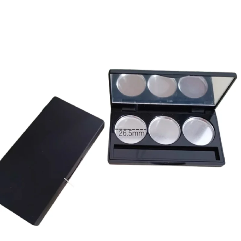 

15pcs Cosmetic Palette Box 26.5mm Empty Sample Makeup Container Matte Black Square Plastic 3Color Eyeshadow Case with Mirror