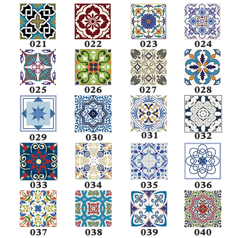 

Bohemian Style Colorful Tiles Wall Sticker Home Decor Bathroom Desk Wardrobe Waist Line Wall Decals Waterproof PVC Art Mural