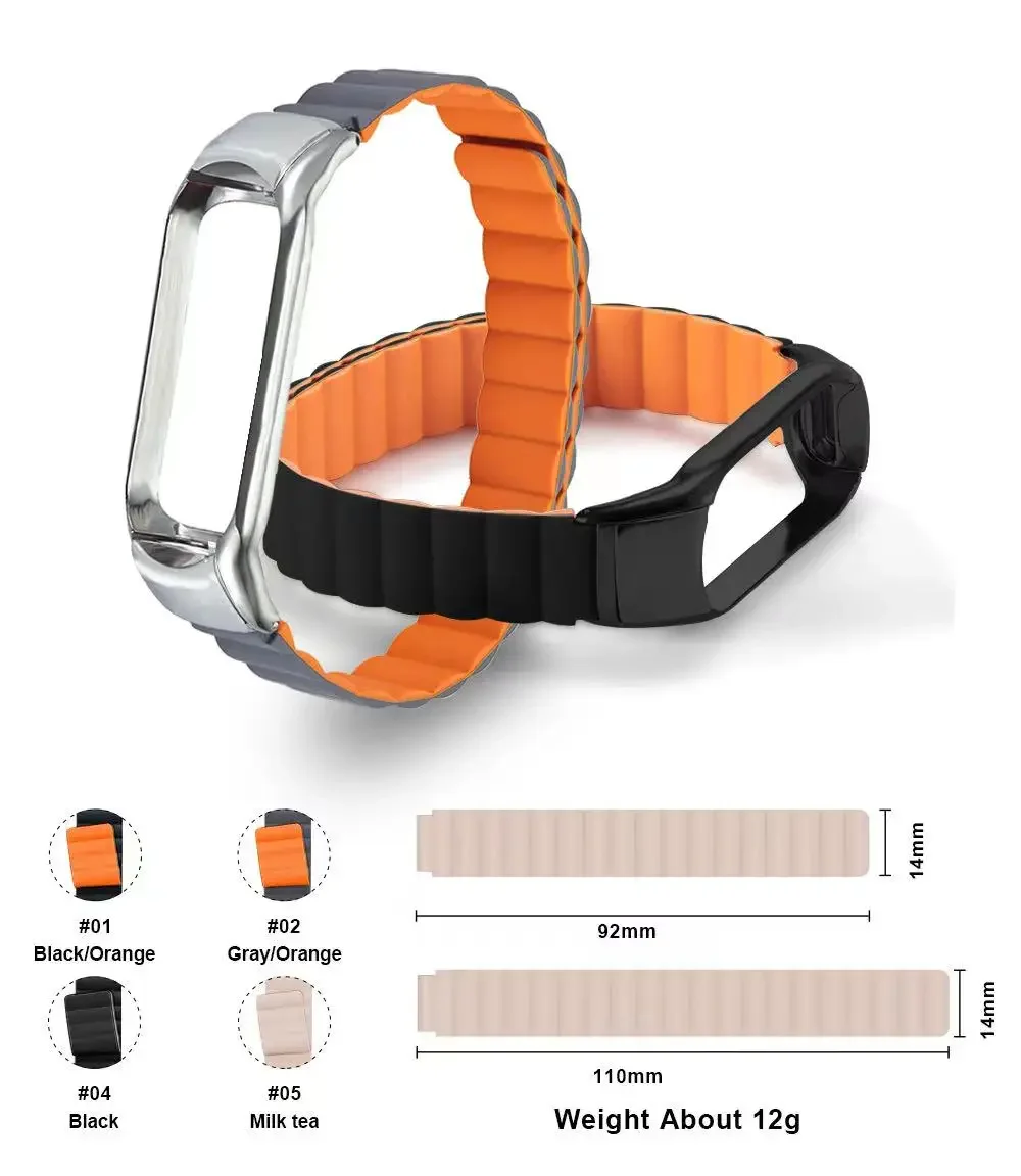Silicone Strap For Xiaomi Mi Band 7 6 5 Magnetic Silicone Bracelet Wristband For Mi Band 7 6 Replacement belt mi band 5 4 Correa