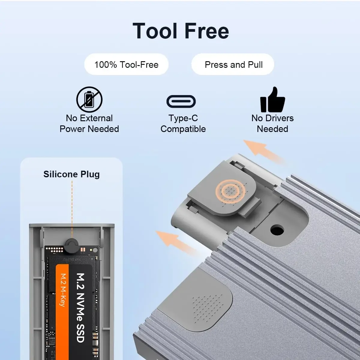 MAIWO Dual Bay 10Gbps M.2 NVMe SSD Enclosure USB3.2 Gen2 Type C 10Gbps PCIe Aluminum M2 SSD Case box With Built-in Cooling Vest