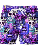 Hawaiian Men's Shorts Swim Trunks Summer Shorts Beach Shorts Elastic Waist Graphic Skull Breathable Quick Dry Short Casual Boho 1
