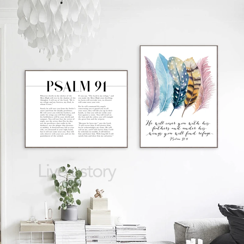 Psalm 91 Bible Verse Canvas Wall Art