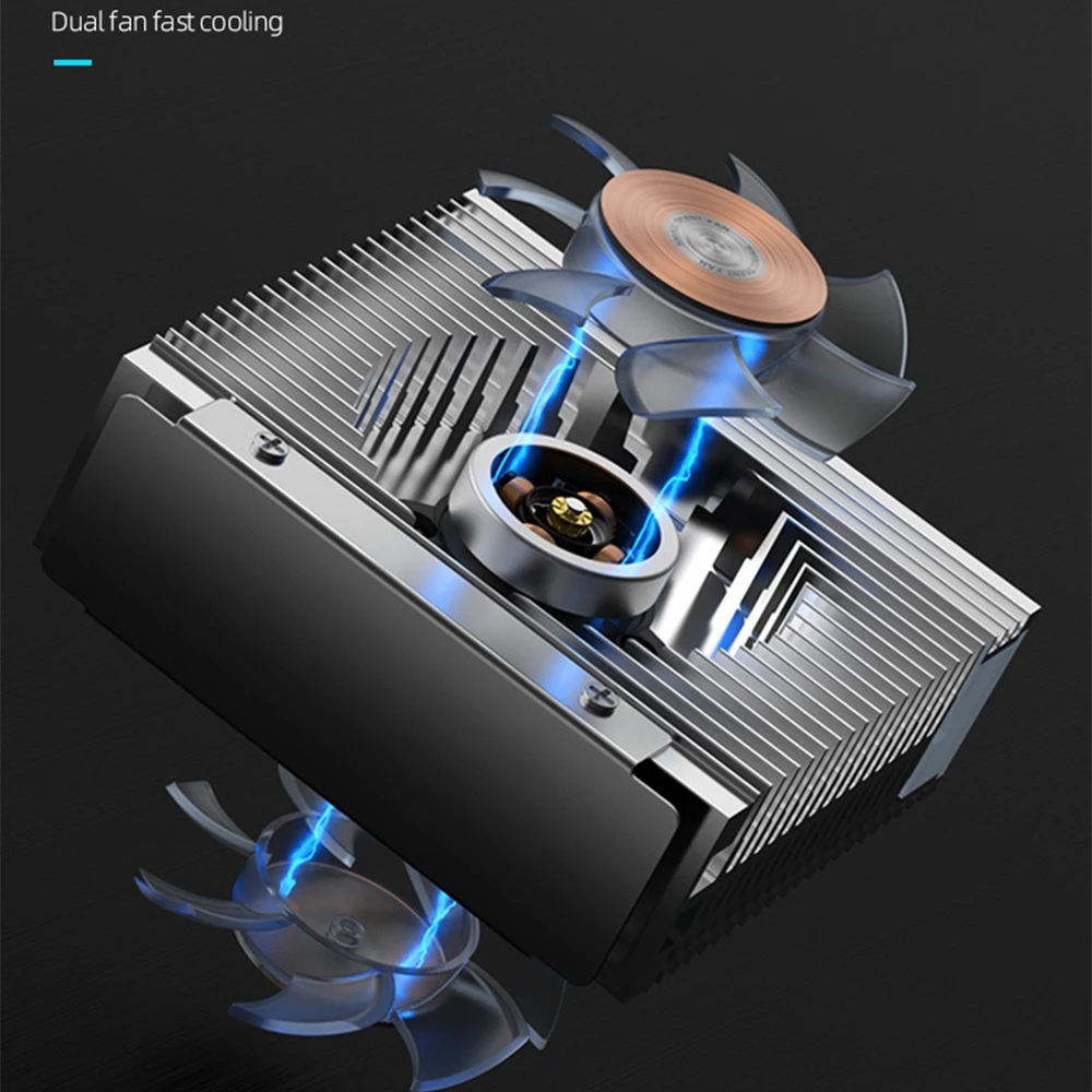 ARGB M.2 2280 SSD Heatsink Aluminum SSD Cooler Dual PWM Fans with Thermal Pad M.2 Radiator for Desktop PC 75*75*25MM