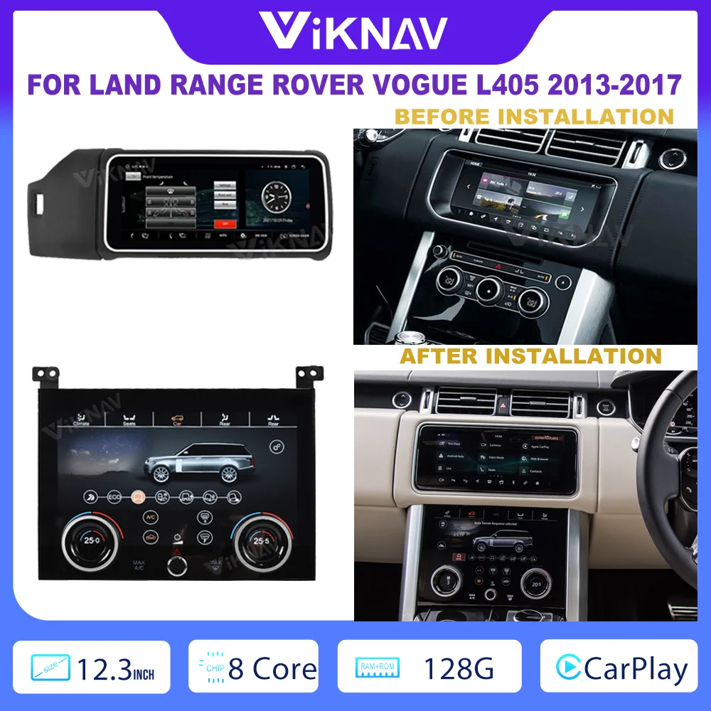 

Double Din Car Radio For Land Range Rover Vogue L405 2013-2017 AC Board Panel Full Screen Navigation GPS DVD Multimedia Player