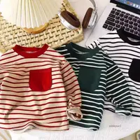 T-shirt rayé pour bébé garçon et fille, t-shirt ample et décontracté, nouveau Design, manches longues, couleur unie, garde au chaud en automne et en hiver 2