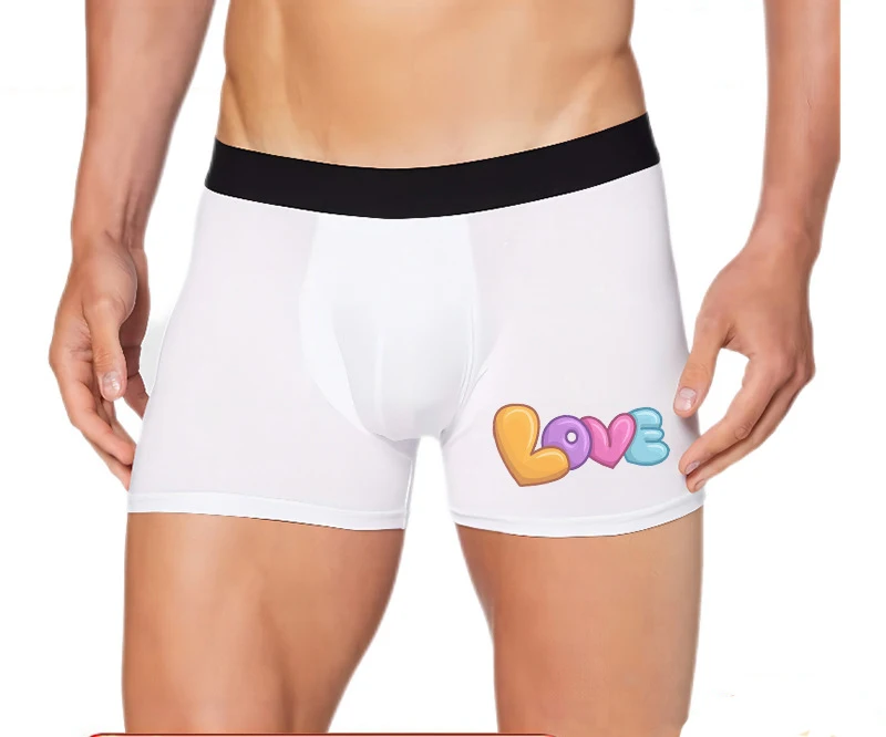 5pcs Sublimation DIY White Blank Polyester Boxer Briefs For Valentine and Father's Day Size S-2XL 4