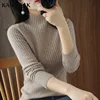 Womens Sweater Solid Mock Neck Inner Bottoming Shirt Korean Slim Fit Stretch Pullovers Autumn Winter Casual Knitted Warm Jumpers 2