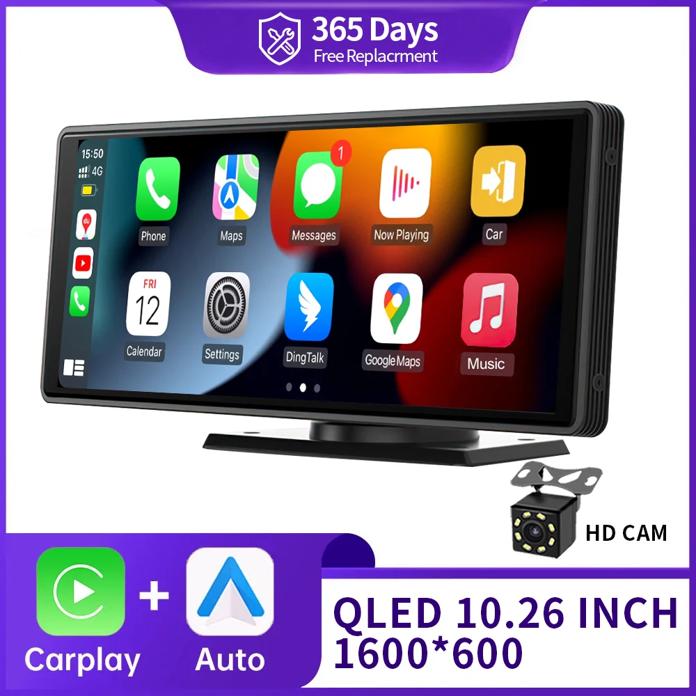 10.26 Inch IPS Screen Wireless CarPlay Android Auto Multimedia Video ...