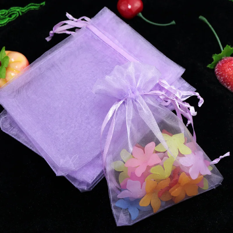 thumbnail image 1 of 100 unids/lote bolsa de Organza con cordón bolsa de joyería embalaje de joyería bolsas de exhibición para decoración para fiesta de boda bolsas de joyería de Organza, 1 of 5