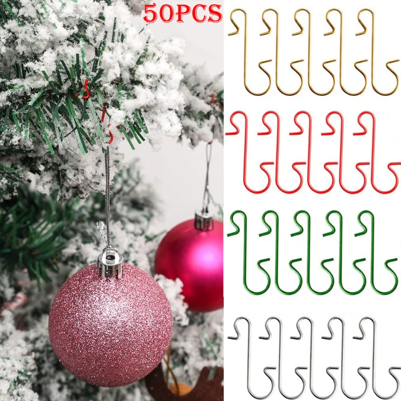 50/10PCS Christmas Ornament Metal S Shaped Hooks Holder Xmas Tree Ball