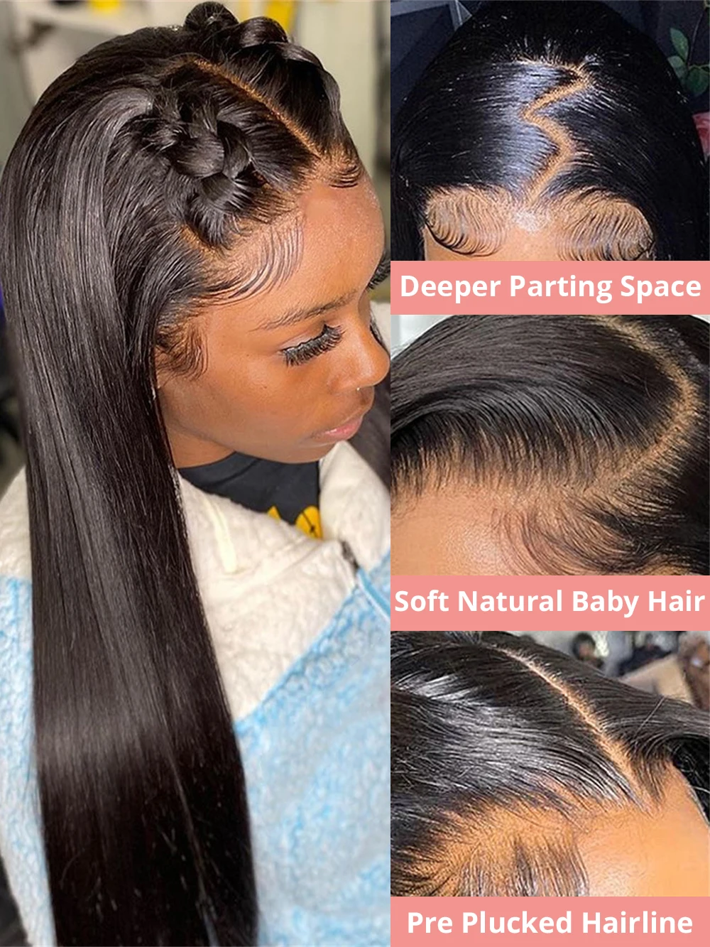 Straight 360 Full Lace Frontal Wig Human Hair Brazilian 4x4 13x4 Transparent Human Hair Lace Front Wigs For Women 38 40 46 Inch