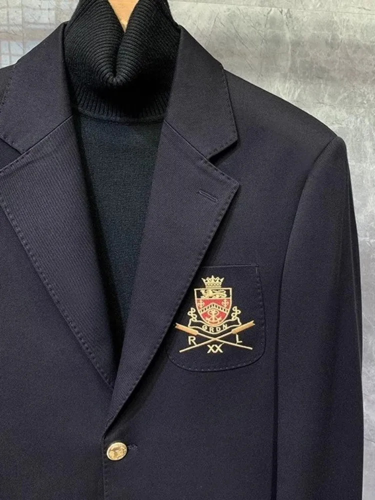 British Style Mens Suit Jacket Single Breasted Slim Fit Business Casual Blazers Spirng Autumn Solid Color Men Fashion Outerwear