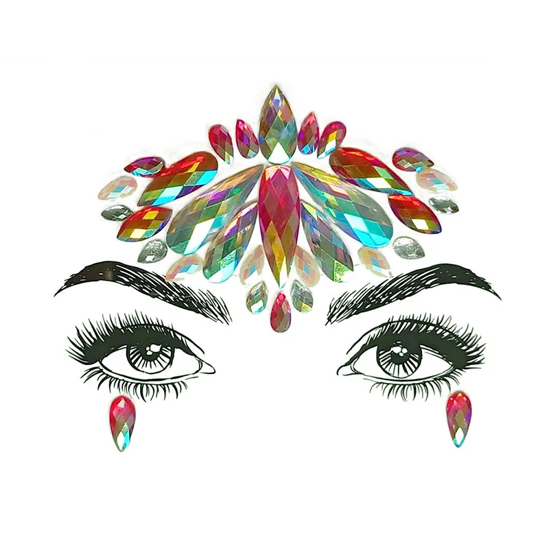 

Face Gems Glitter Rhinestones Adhensive Temporary Tattoo Stickers For Women Festival Eye Make Up Crystal Body Stickers