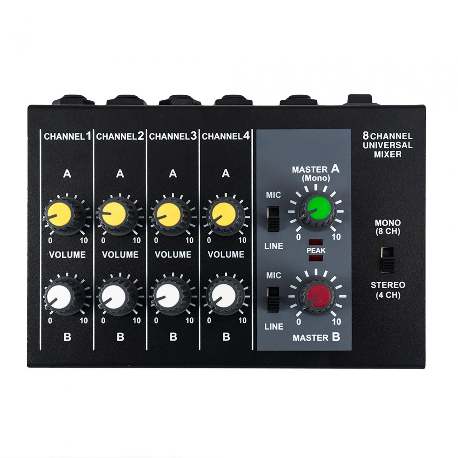 Audio Mixer 8 Channel Input Portable Line Mixer for Microphones Guitars Bars