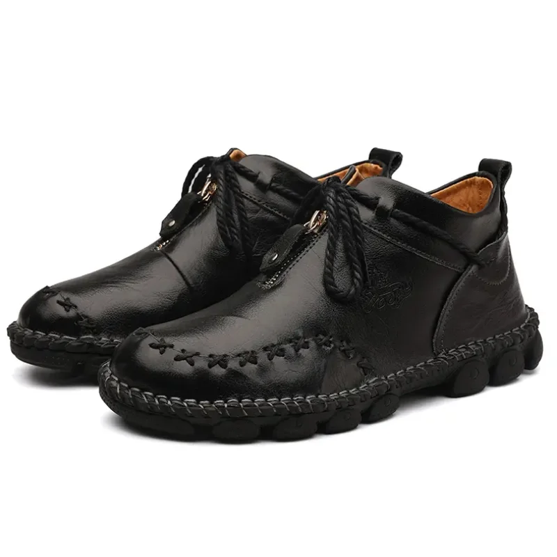 2023 New Men's Ankle Boots Fashion Genuine Leather High Quality Outdoor Comfort Casual Slip Resistant Short Boots Size 38-48