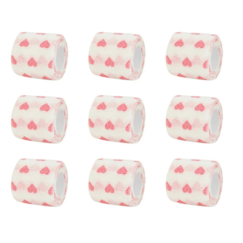 White love heart Printed Self Adhesive Elastic Bandage 4.8m Sports Wrap Tape for Finger Joint Knee
