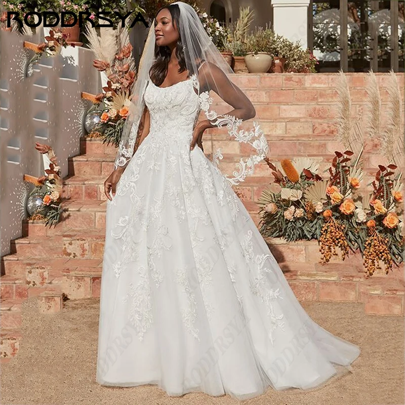 

RODDRSYA Wedding Dress Gorgeous Tulle Bridal Gown Sexy Backless Vestidos Novias Boda Elegant Spaghetti Straps A-Line Bride Party