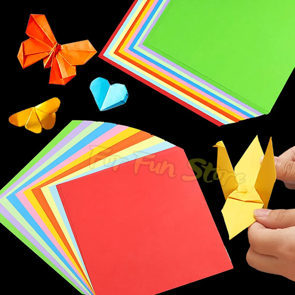 Origami Paper Handmade Craft Paper Handmade Paper Diy Craft Materials 10 Colors 100 Sheets Double Sides Colored Paper 20x20cm Square Origami Children's Handmade Origami DIY Paper Cutting