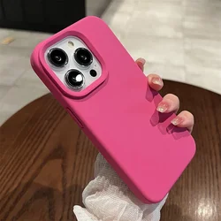 Enhanced Shockproof Soft Solid Color Phone Case - Durable and Protective Cover - iPhone 12 (Bright pink)