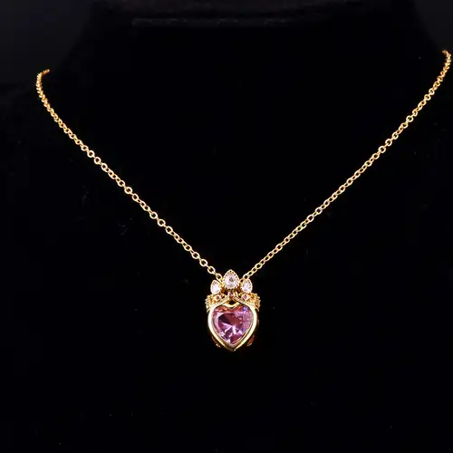2PCS/Lot Anime Princess Long Hair Sun Crystal Crown Charm Necklace Rapunzel Rhinestone Girl Gift Pendant Chain Elegant Jewelry - Image 5