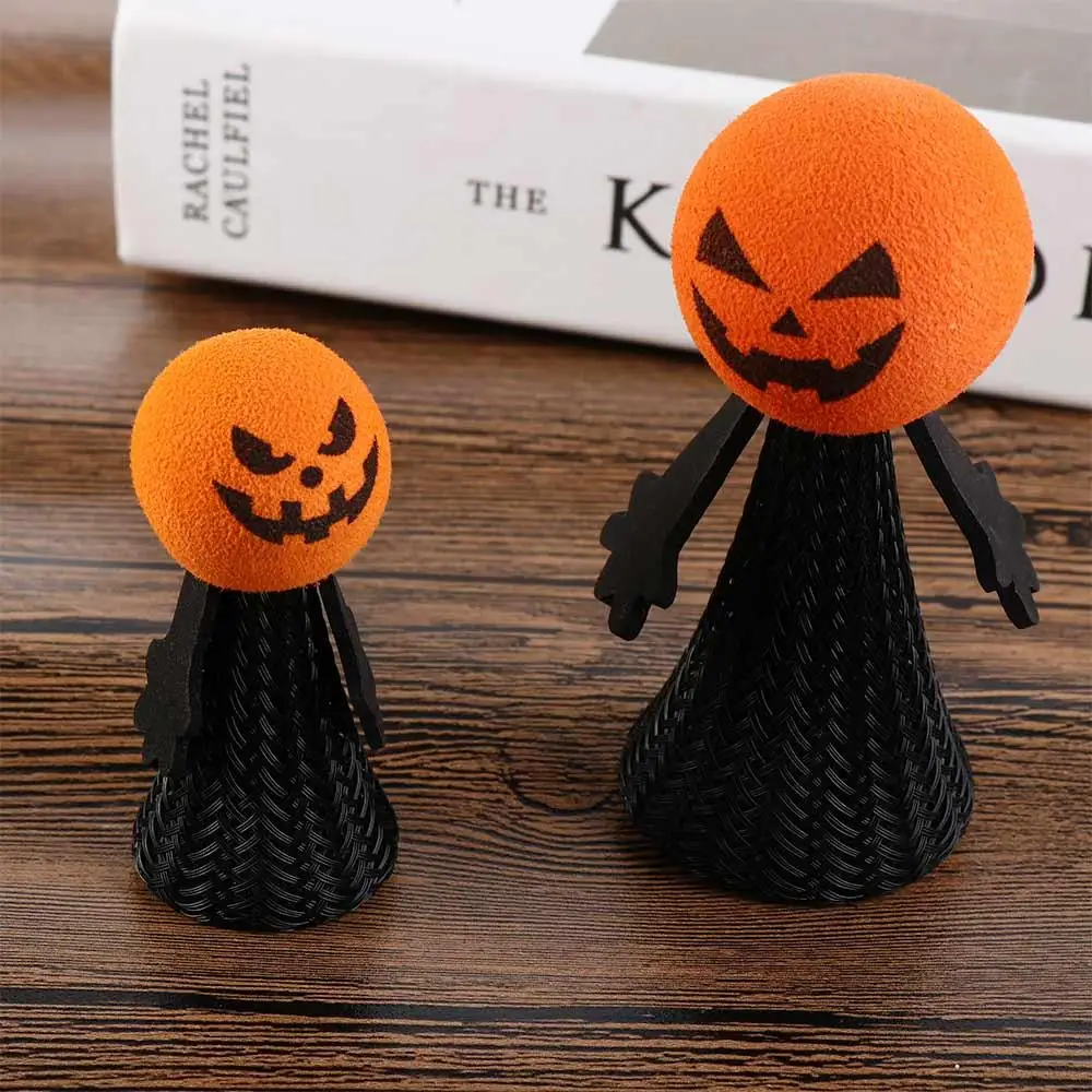 Pumpkin Head Halloween Jumping Doll EVA Bouncy Halloween Bouncing Elf Plastic Doll Black Spring Bouncing Jumping Pumpkin Toys
