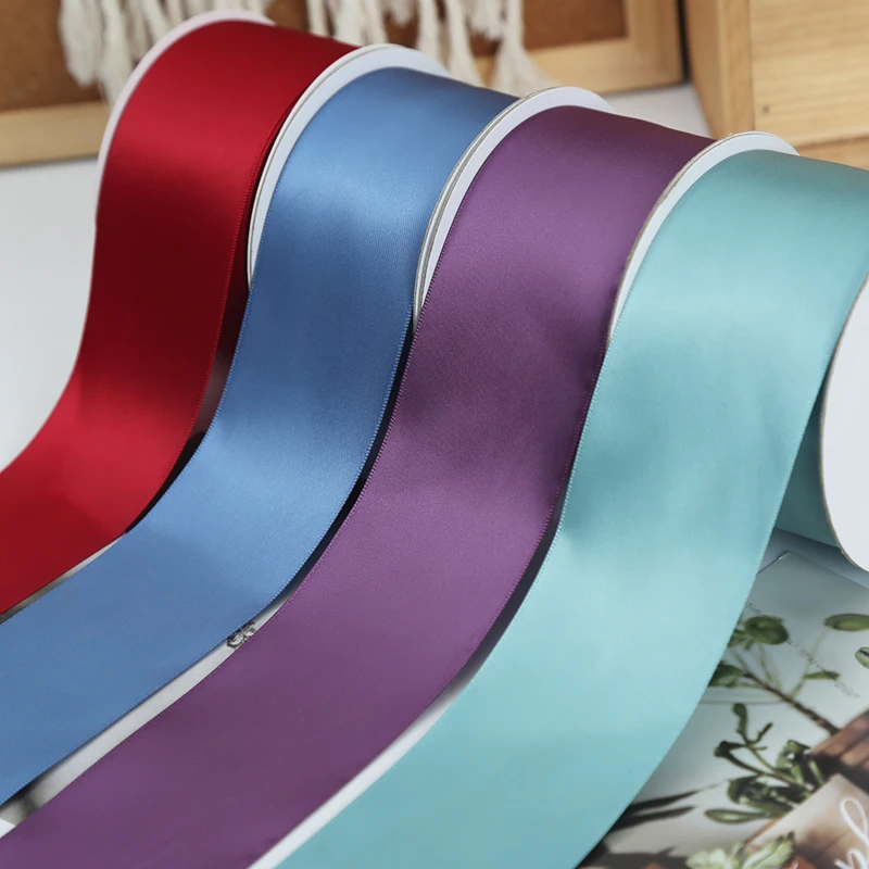 5cm Double Face Silky Polyester Satin Ribbon Christmas Wedding Birthday Party Valentine's Day Gift Flower Cake Box Decoration