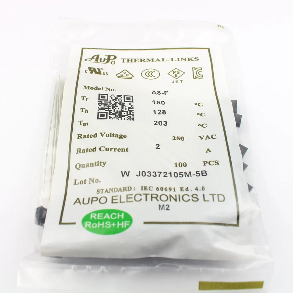 10pcs A8-F Thermal Fuse TF Cutoff 150C 150 Degree 2A 250V AUPO RH