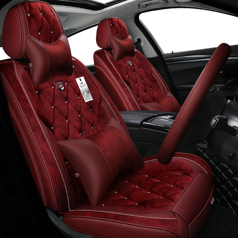 

Car Seat Covers For Five Seats sedan SUV High Quality Leather Universal Full Set Cushion Mat For Front and Back Covers Coffee