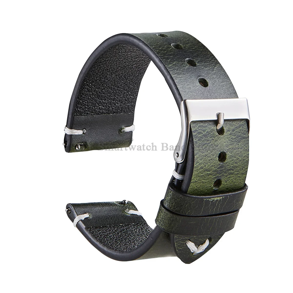 Handmade Retro Red Brown Leather Quick Release Watch Strap - Calfskin Sport Bracelet Accessory