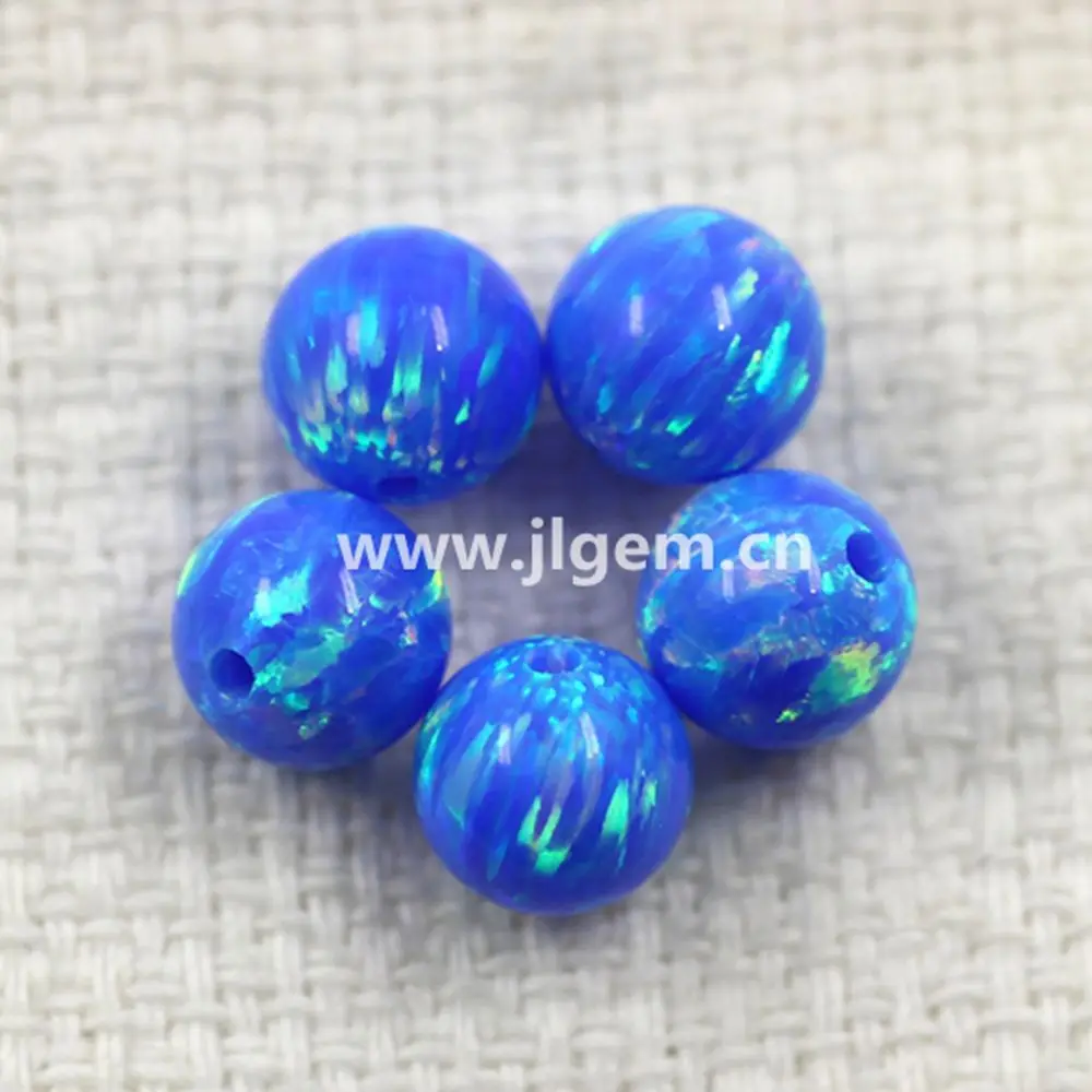 (10 Pz-50 Pz/Lotto) 3Mm - 8Mm Senza Intoppi A Forma Di Palla Sintetica Op05 Perline Opale Bluefire Scuro Per Gioielli