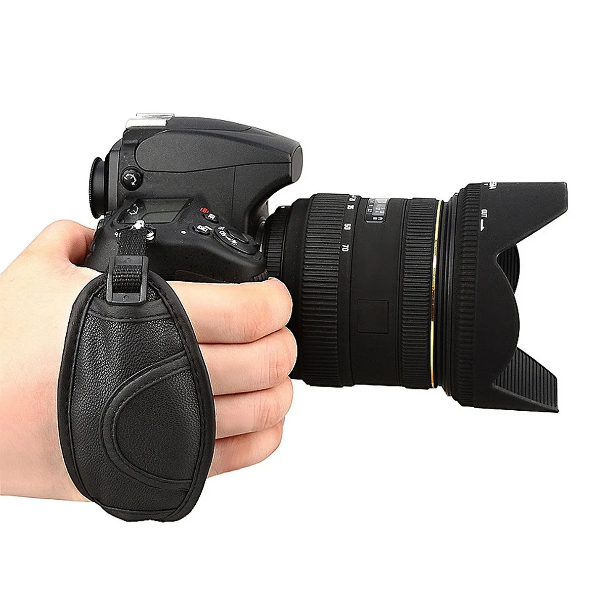 PU 카메라 핸드 그립 (조절 가능한 스트랩 및 마이크로파이버 패딩 포함) DSLR 후지 스테빌라이징 촬영 그립용