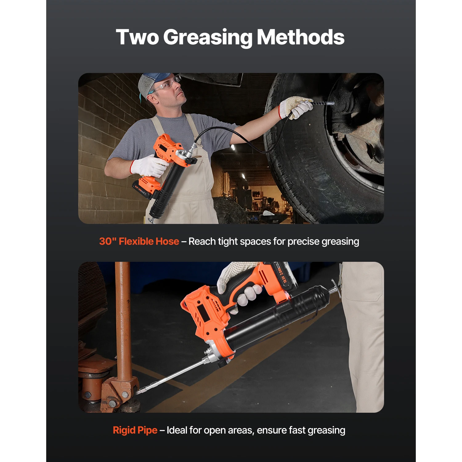 Electric Grease Gun Kit with Long Hose for Vehicles and Machines