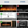 72 inch Ultra-Thin Silence Linear Electric Fireplace, Recessed Wall Mounted Fireplace, Fit for 2 x 4 and 2 x 6 Stud, 5