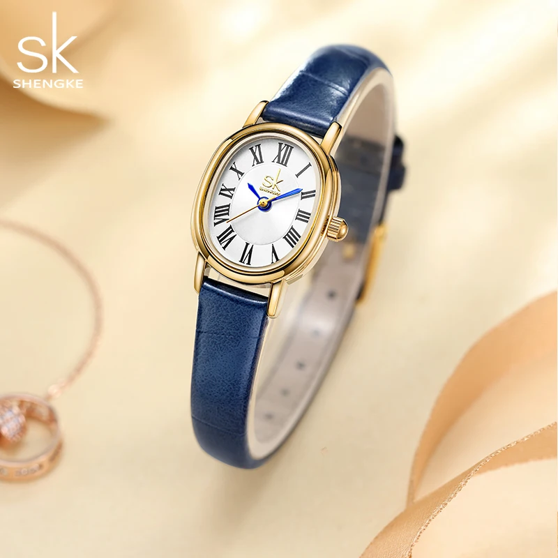 Shengke SK Elegant Woman Quartz Wrist Watches Original Design Leather Strap Ladies Clock Top Luxury Women's Watch Montre Femme