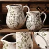 Ceramic Large Flower Pot with Handle Round Hydroponic Vase Pastoral Style Ornament For Home Decor Living Room Flower Arrangement 2